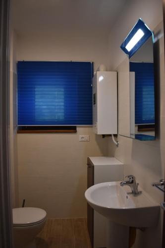 a bathroom with a sink and a toilet and a window at Lago Vivo in Barrea