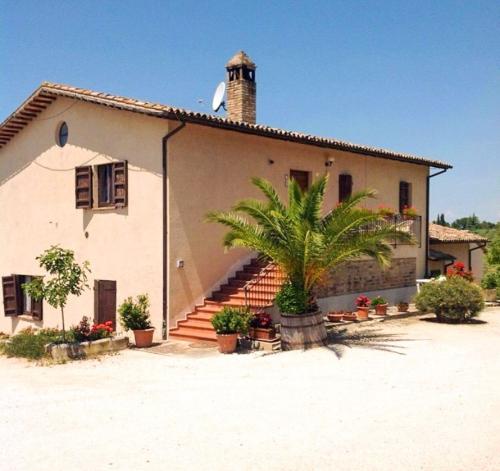 a house with a palm tree in front of it at Cardinal Girolamo in Montefalco