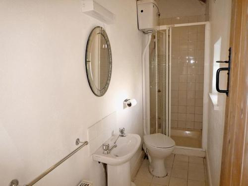 een badkamer met een toilet, een wastafel en een spiegel bij Kizzie Cottage Killorglin by Trident Holiday Homes in Killorglin