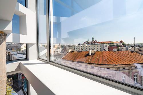a view from the window of a building at Aparthotel Best Views in Krakow