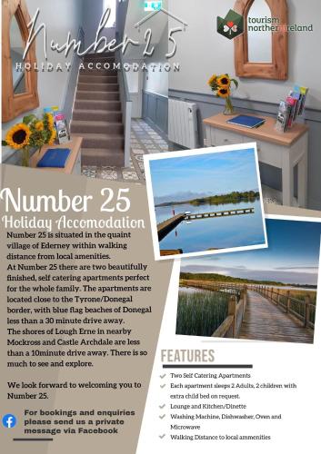 a flyer for a house with a picture of a staircase at Number 25 Self Catering Apartments Ederney in Ardess
