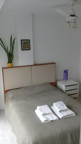 1 dormitorio con 1 cama con 2 toallas en Terracita Palermo en Buenos Aires