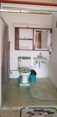 a bathroom with a toilet and a sink at Casa Colibrí Agua Blanca in Tlachicón