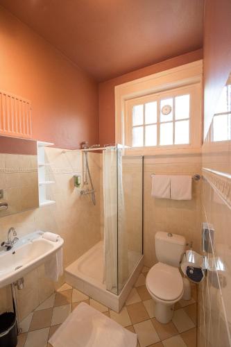 a bathroom with a shower toilet and a sink at Villa Magnolia in Oostkapelle