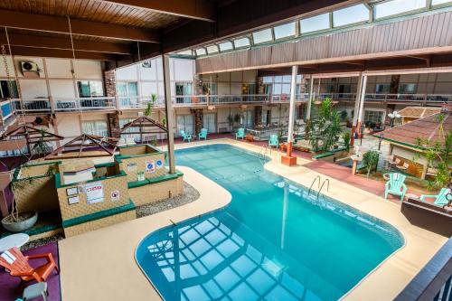 an overhead view of a large indoor swimming pool in a building at Eisenhower Hotel and Conference Center in Gettysburg