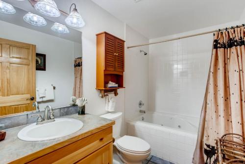 a bathroom with a sink and a toilet and a tub at Estes Park Condos in Estes Park