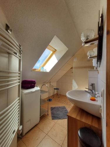 Kylpyhuone majoituspaikassa FeWo am Pochwerk-Badeteich