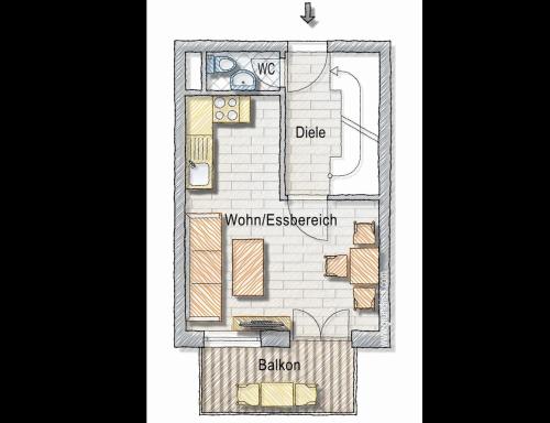 a floor plan of a room with at ABACCO Ferienwohnungen in Überlingen