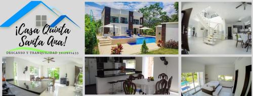 a collage of four pictures of a house at Casa Quinta Santana in Melgar