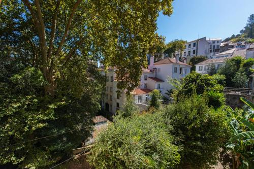 a view of a river with trees and buildings at Casa da Pendoa in Sintra