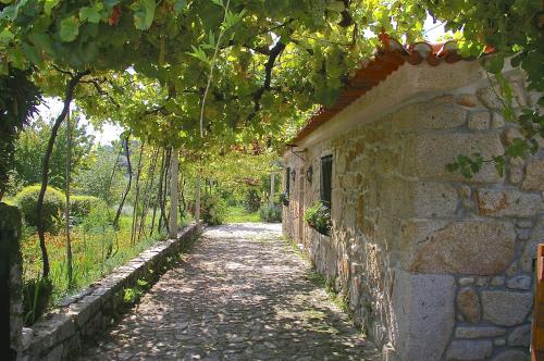a stone path next to a stone wall at Casa do Tamanqueiro in Estorãos