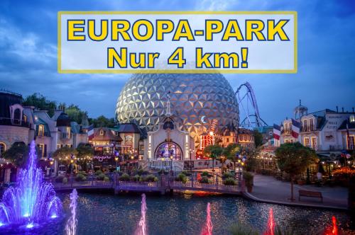 an image of epcot park at night with the text epcot park nut at Hotel SunParc - SHUTTLE zum Europa-Park Rust 4km & Rulantica 2km in Ringsheim