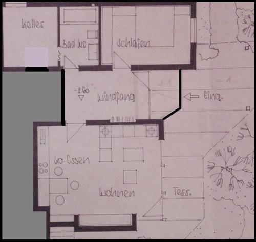 a drawing of a floor plan of a house at Haus Annette in Weisweil