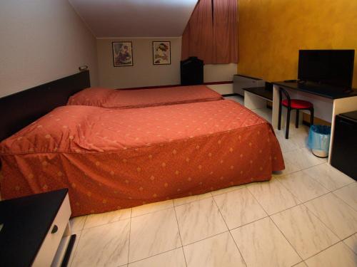 Un pat sau paturi într-o cameră la Hotel Versailles