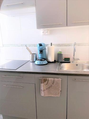 a kitchen counter with a mixer and a sink at MyHome Basel 3B44 in Saint-Louis