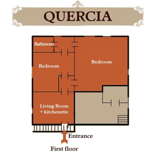 a schematic diagram of the first floor of a house at Borgo Il Poggio Agriturismo in Montaione