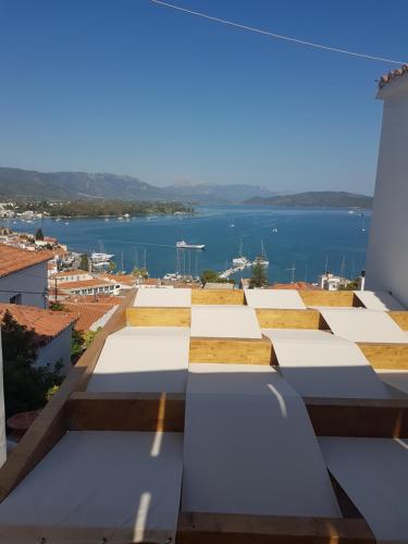 a view of the water from the roof of a building at VERANDA BLUE - POROS in Poros