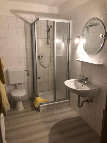 Koupelna v ubytování Hotel zum Nordpol