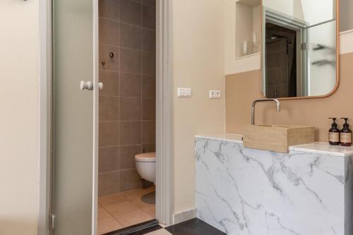 a bathroom with a sink and a toilet at HARBOR HOUSE ZEELAND - nl in Goes