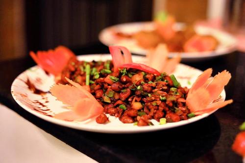 a plate of food sitting on a table at Jawai Bera Leopard Camp in Bera