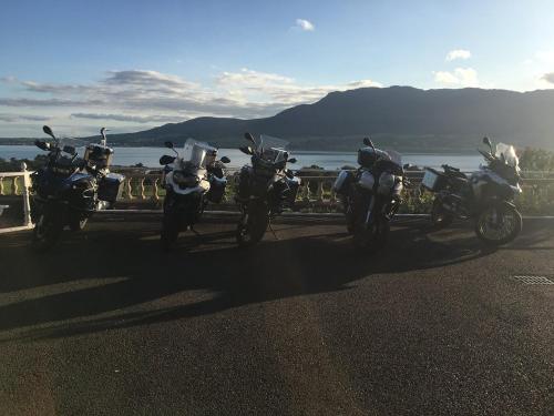 a group of motorcycles parked on the side of a road at Seaview Guesthouse in Rostrevor