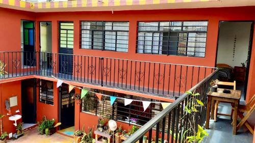 an aerial view of a house with a balcony at Casa Huipil in San Cristóbal de Las Casas
