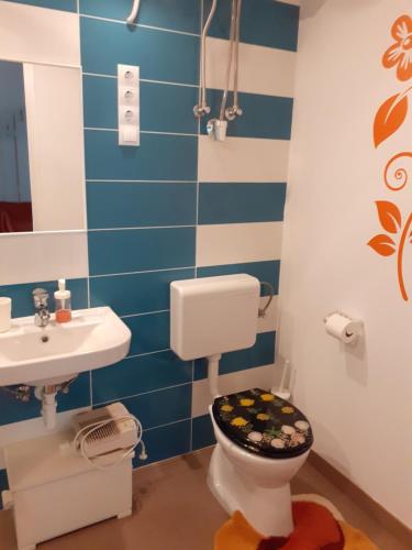 een badkamer met een toilet en een wastafel bij Guest House Vidravar in Tabdi