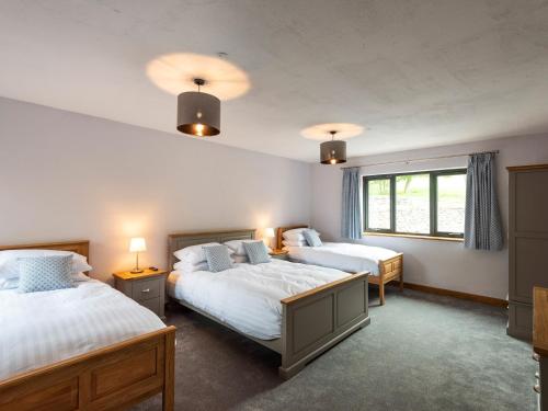 a bedroom with two beds and a window at Granar in Derwen