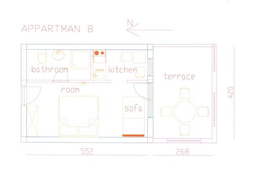Pelan lantai bagi B&B Pansion Jure Matijević