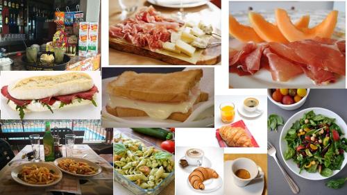 a collage of pictures of different food items at Camping Le Soline in Murlo