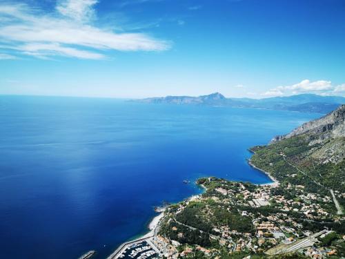 an aerial view of the amalfi coast at mansarda fiorita in Abatemarco
