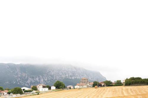 a field with a mountain in the background at Andamur San Román in San Román