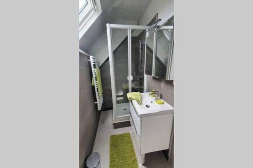 y baño con lavabo y espejo. en Appartement indépendant Ar Neiz, en Fouesnant