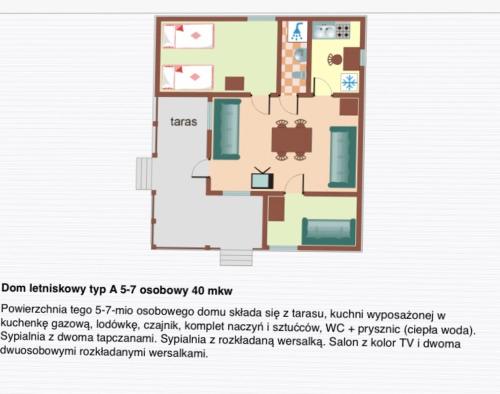 a floor plan at Leśnik Bungalow Stegna - domki letniskowe nad morzem in Stegna