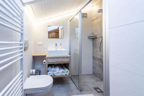 een badkamer met een toilet en een wastafel bij Fridas in Kleinarl