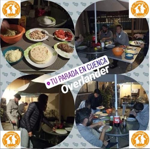 a collage of pictures of people eating at a restaurant at Casa de Huéspedes Tu Parada en Cuenca in Cuenca