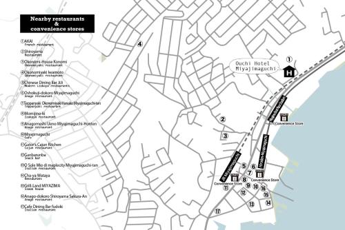 a map of the approximate location of the study area at OUCHI HOTEL Miyajimaguchi in Hatsukaichi