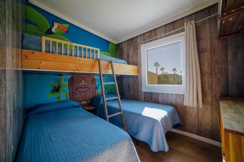 una camera da letto con due letti a castello e una finestra di Alannia Costa Blanca a Crevillent