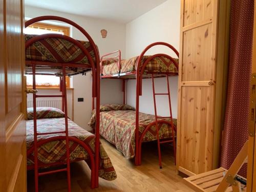 1 Schlafzimmer mit 2 Etagenbetten in einem Zimmer in der Unterkunft CHALET ARIANNA in Molveno