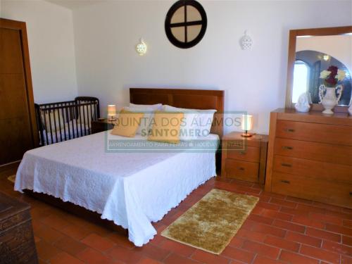 a bedroom with a bed and a dresser and a mirror at Villa Catuna - Quinta do Jolu in Guia