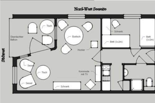 a floor plan of a house at Apartment CAPTAIN'S LODGE in Norddeich