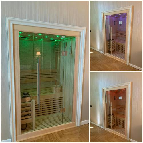 two pictures of a window in a room at Grand Hotel & des Anglais Spa in Sanremo