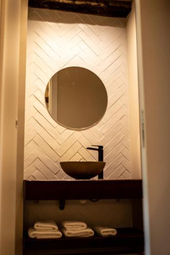 a bathroom with a sink and a mirror at Old Town SXVI - Adults Only in Telde