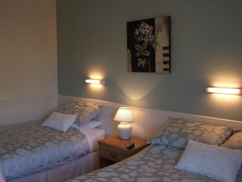 a bedroom with two beds and a picture on the wall at Shannonside House N37HF67 in Athlone