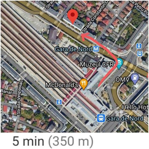 a map of a freeway with a red dot at Aquarium Apartment Grivita in Bucharest