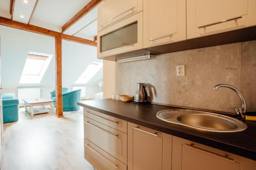 Kuchyň nebo kuchyňský kout v ubytování Hotel Barcadam
