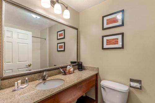 a bathroom with a sink and a toilet and a mirror at Comfort Inn Saint George North in St. George