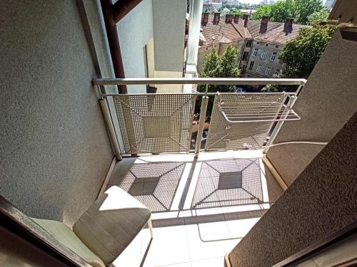 an overhead view of a balcony with a shopping cart at Apartments On Zaliznychna 49 in Ivano-Frankivsk