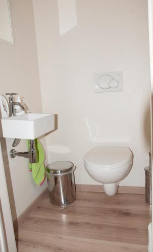 a bathroom with a sink and a toilet at Holiday Home Op 't Busselen in Opoeteren