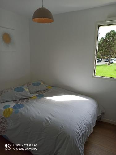 a bedroom with a bed and a window at MON CABOURG PLAGE in Cabourg